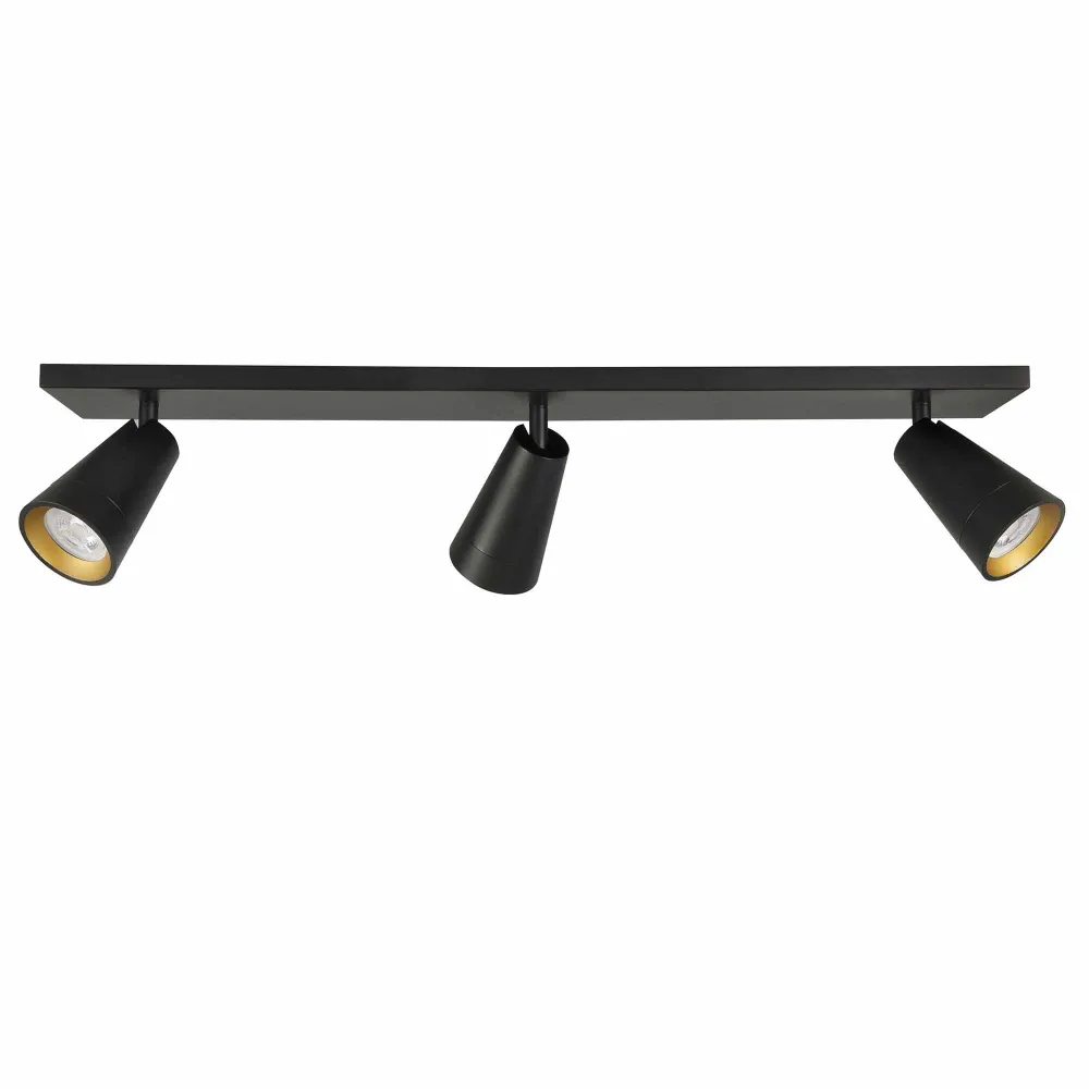 Highlight spot Petunia - 3 lichts - 65 x 13 cm - zwart - goud