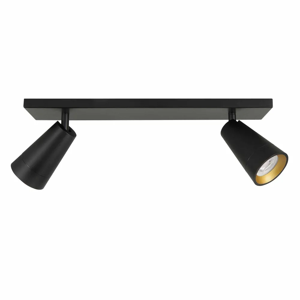 Highlight spot Petunia - 2 lichts - 40 x 13 cm - zwart - goud