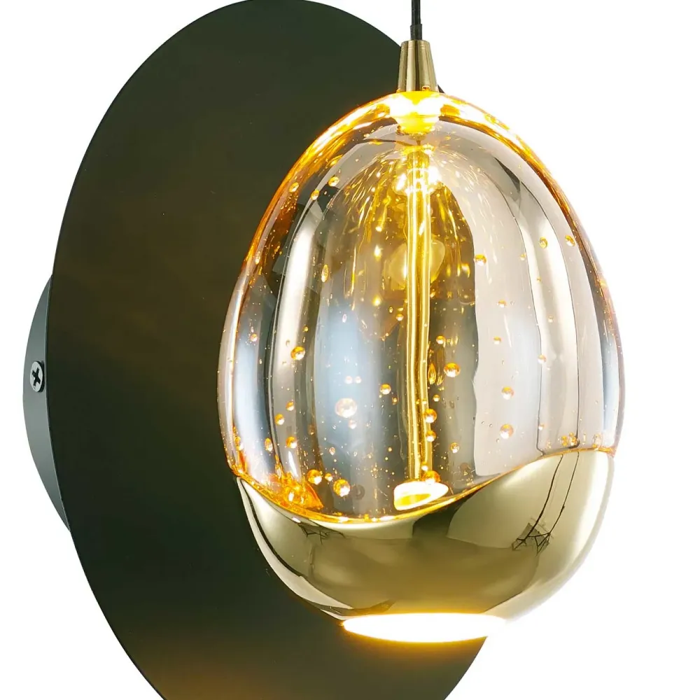 Highlight wandlamp Golden - 1 lichts - 16 x 27 cm - amber zwart