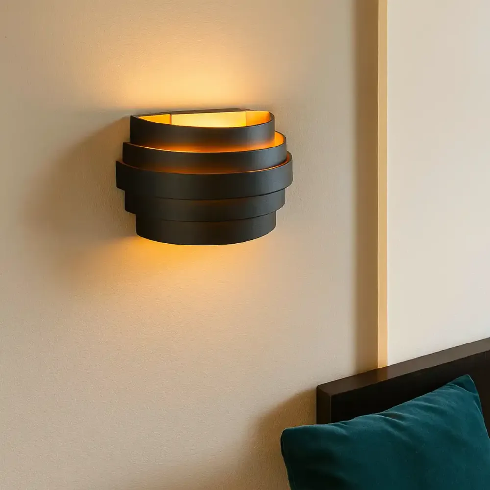 Highlight wandlamp Scudo - 1 lichts - 12.5 x 10.5 cm - zwart goud