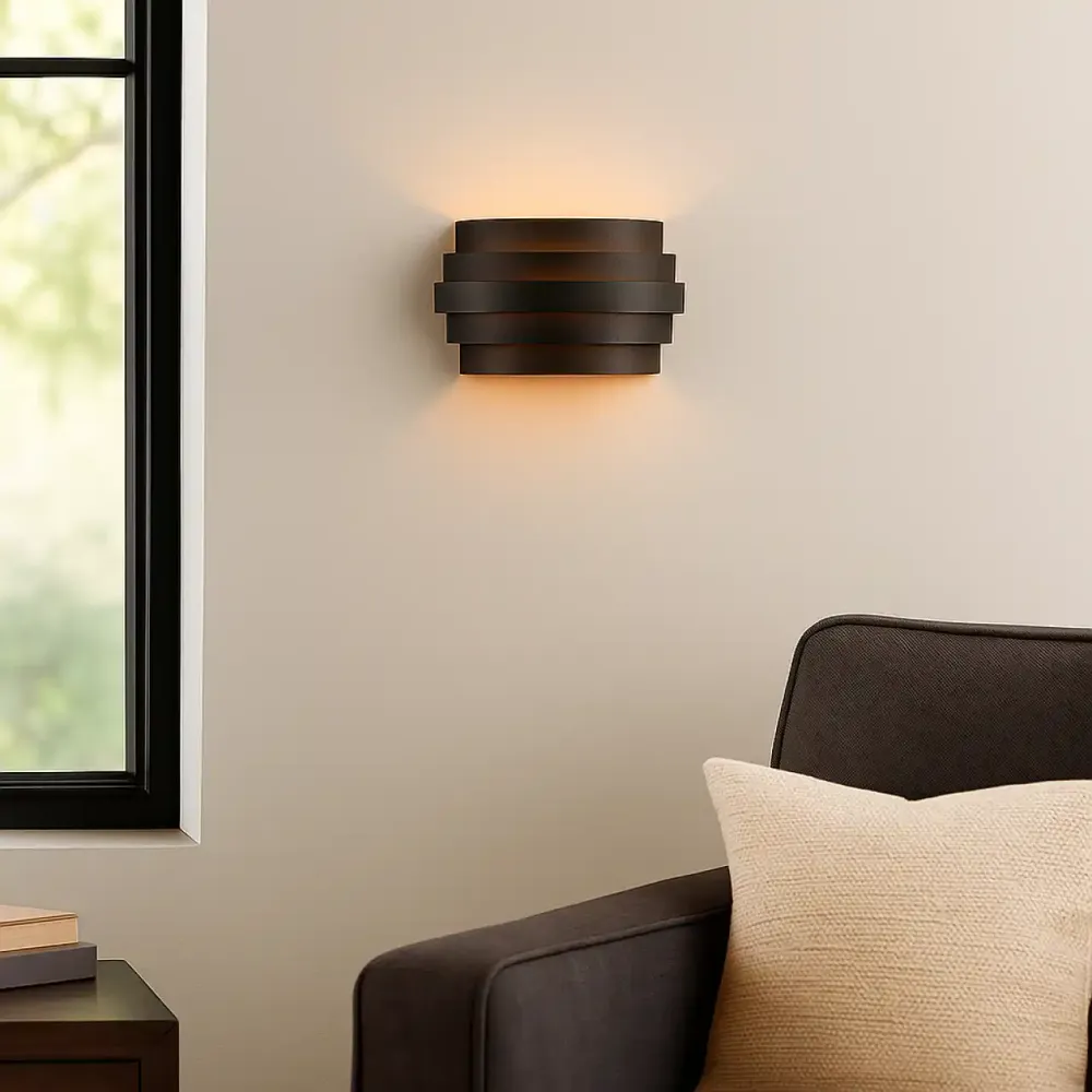 Highlight wandlamp Scudo - 1 lichts - 12.5 x 12.5 cm - zwart goud