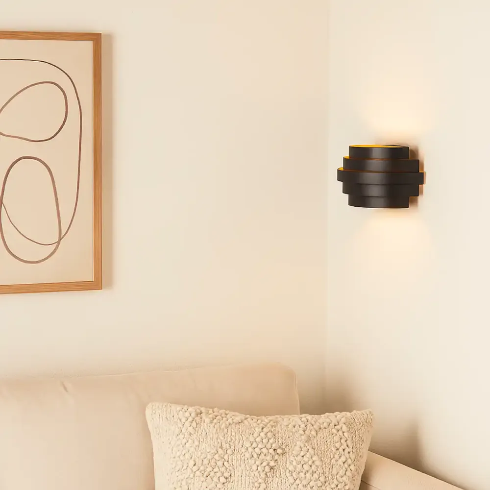 Highlight wandlamp Scudo - 1 lichts - 12.5 x 12.5 cm - zwart goud