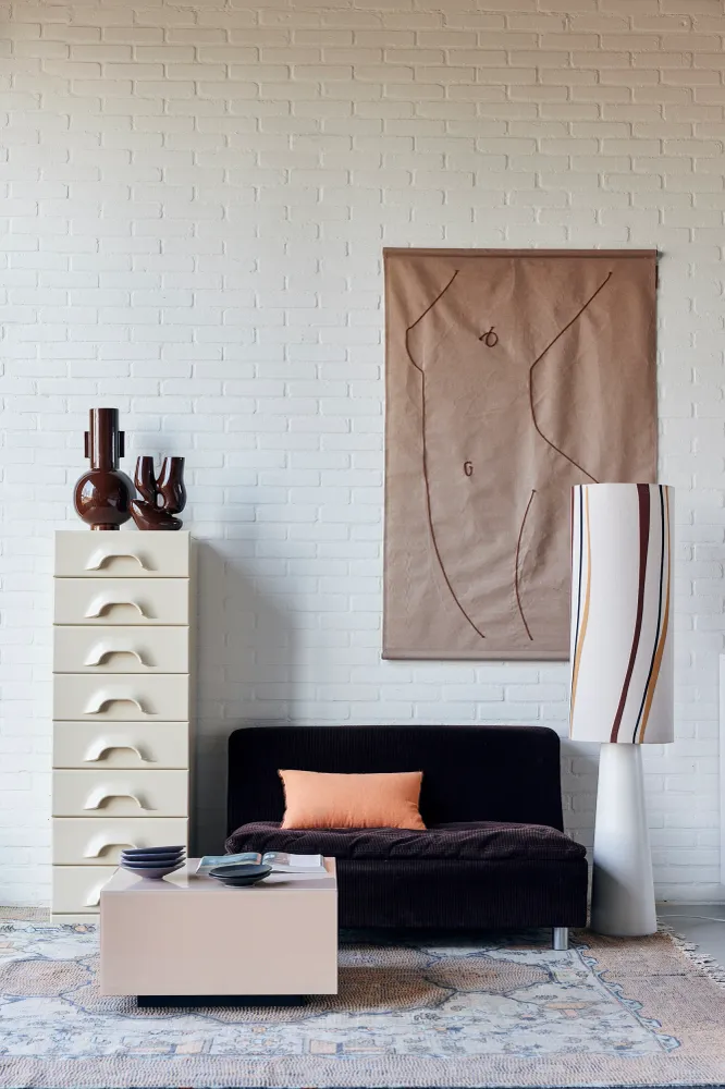 HKLIVING vloerlampvoet Cone – creme – groot