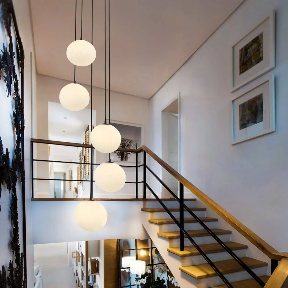 HOME DELUXE Glazen hanglamp SUNA Wit - 5 lichtpunten