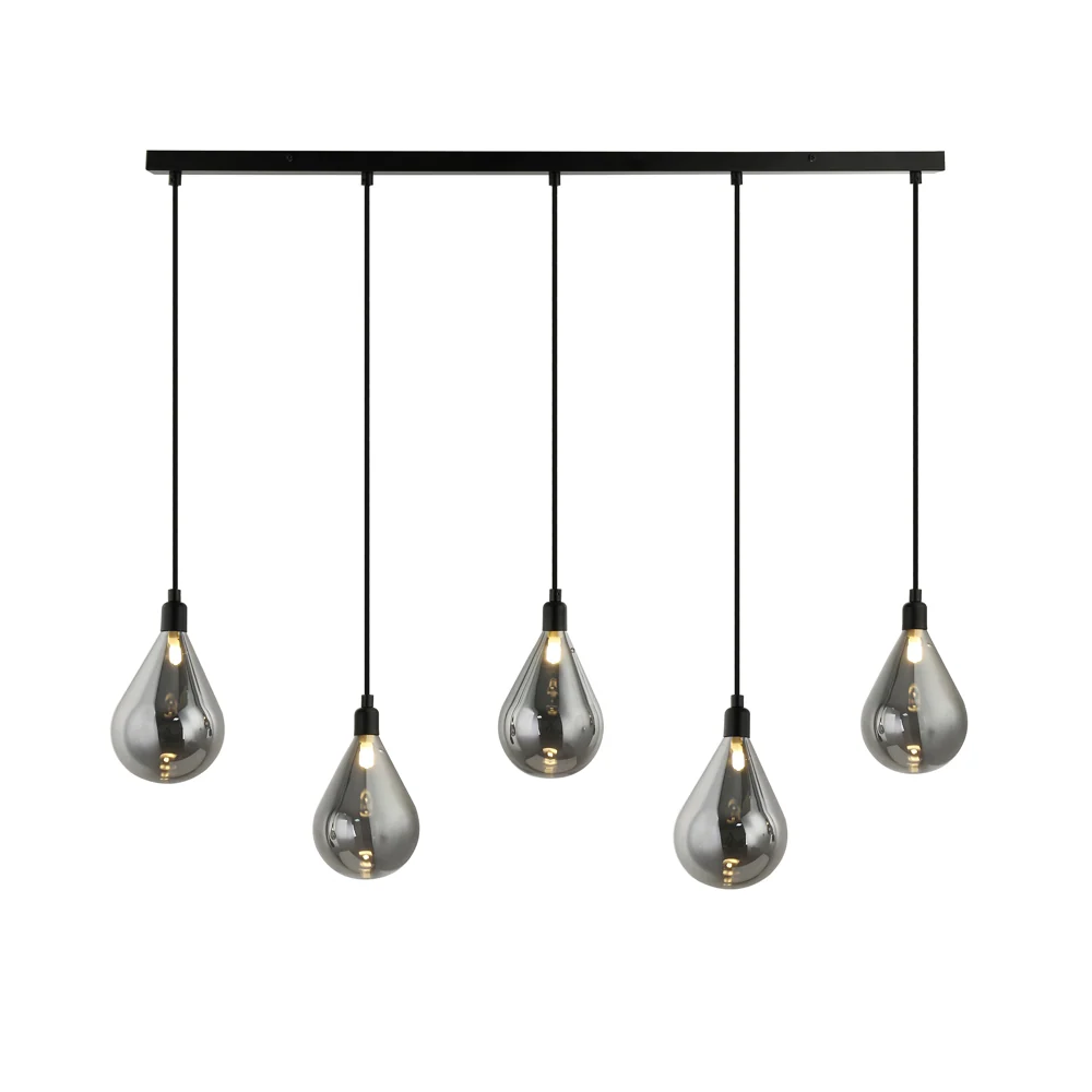 HOME DELUXE Hanglamp van glas CELIA Grijs – 5-lamps