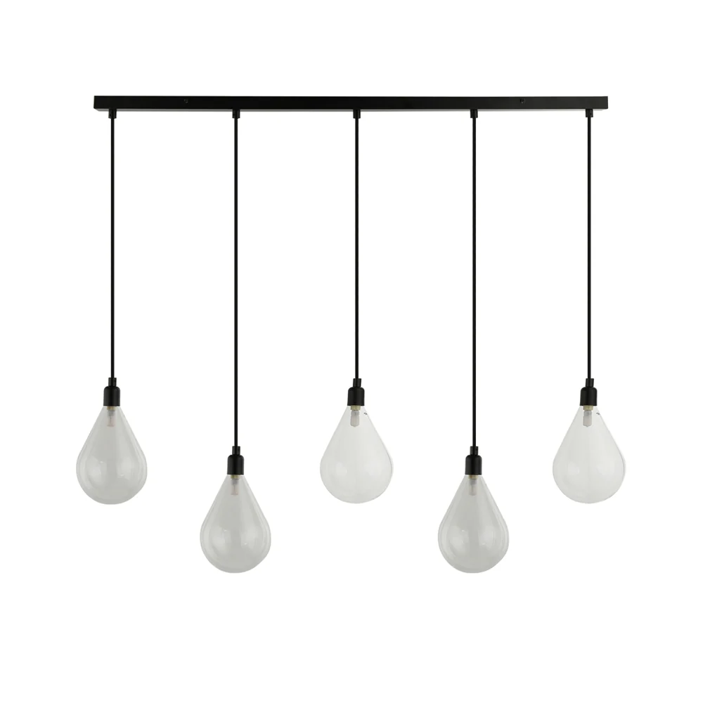 HOME DELUXE Hanglamp van glas CELIA Transparant - 5-lichts
