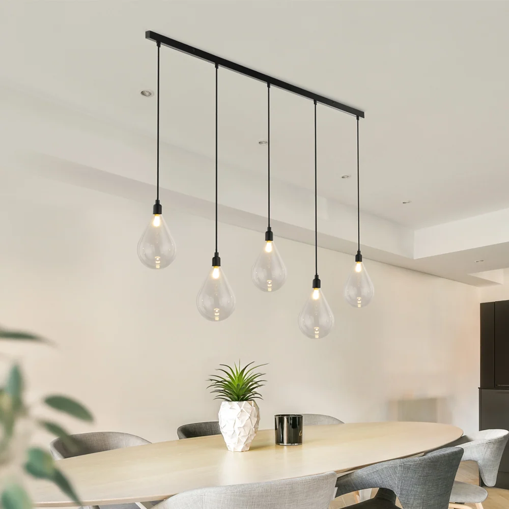 HOME DELUXE Hanglamp van glas CELIA Transparant - 5-lichts