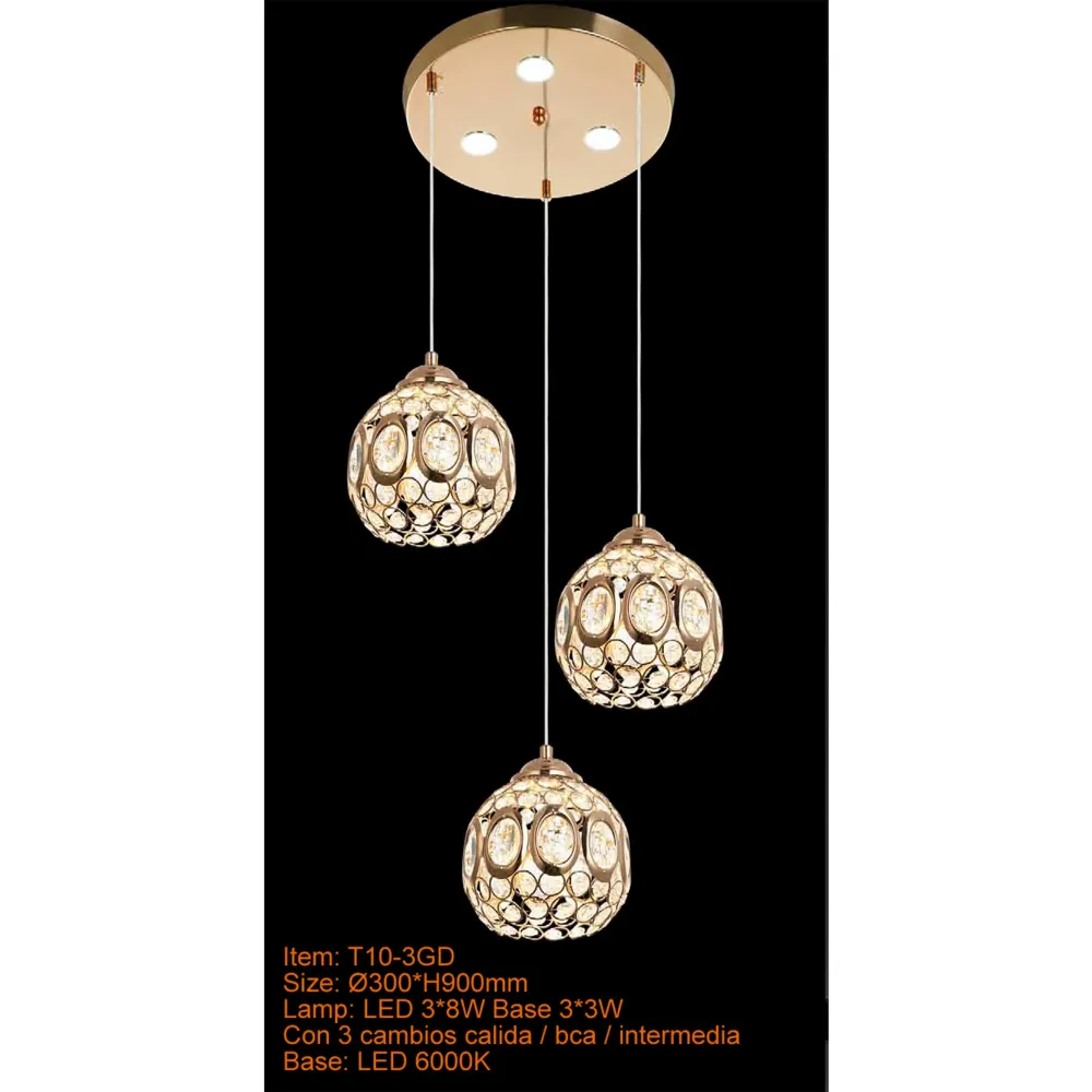 CANDIL LED 3 LUCES 11.4W CON CAMBIO EN LUZ CALIDA/BCA/INTERMEDIA BASE 3.3W 6000K IIDSA