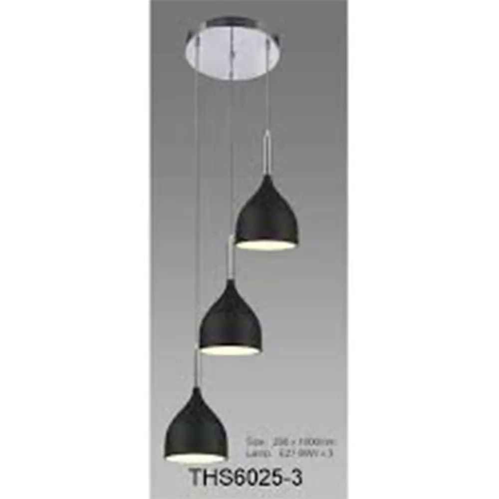 T-HS6025-3 CANDIL CAMPANA NEGRA3X60W E27250X1000MM IIDSA