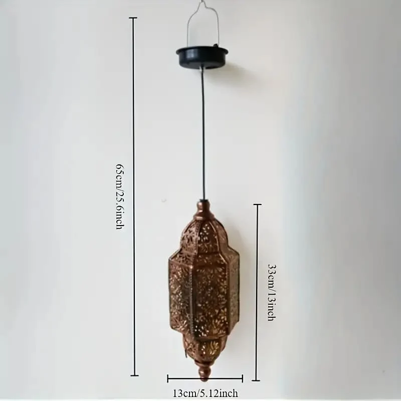 Islamitische stijl antieke bronzen Arabische lantaarn met LED op zonne-energie 34x11