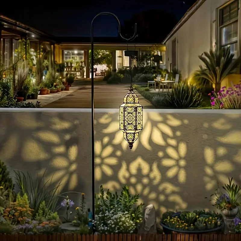 Islamitische stijl antieke bronzen Arabische lantaarn met LED op zonne-energie 34x11