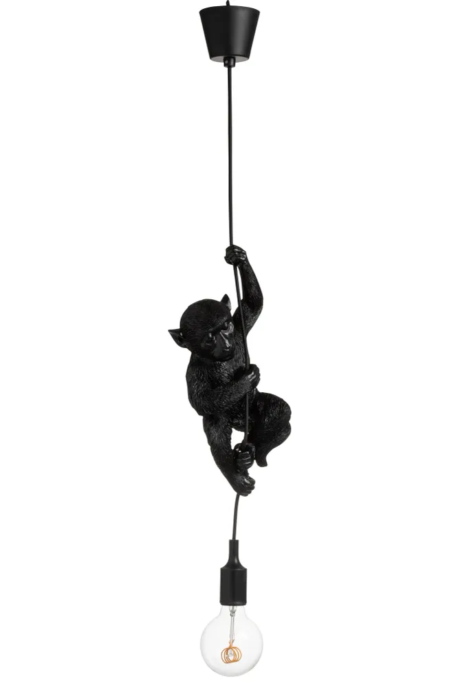 J-Line hanglamp Aap Hangend - polyresin - zwart