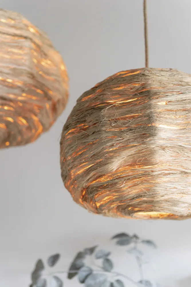 J-Line hanglamp Bol Bananenbladeren - jute - naturel - small