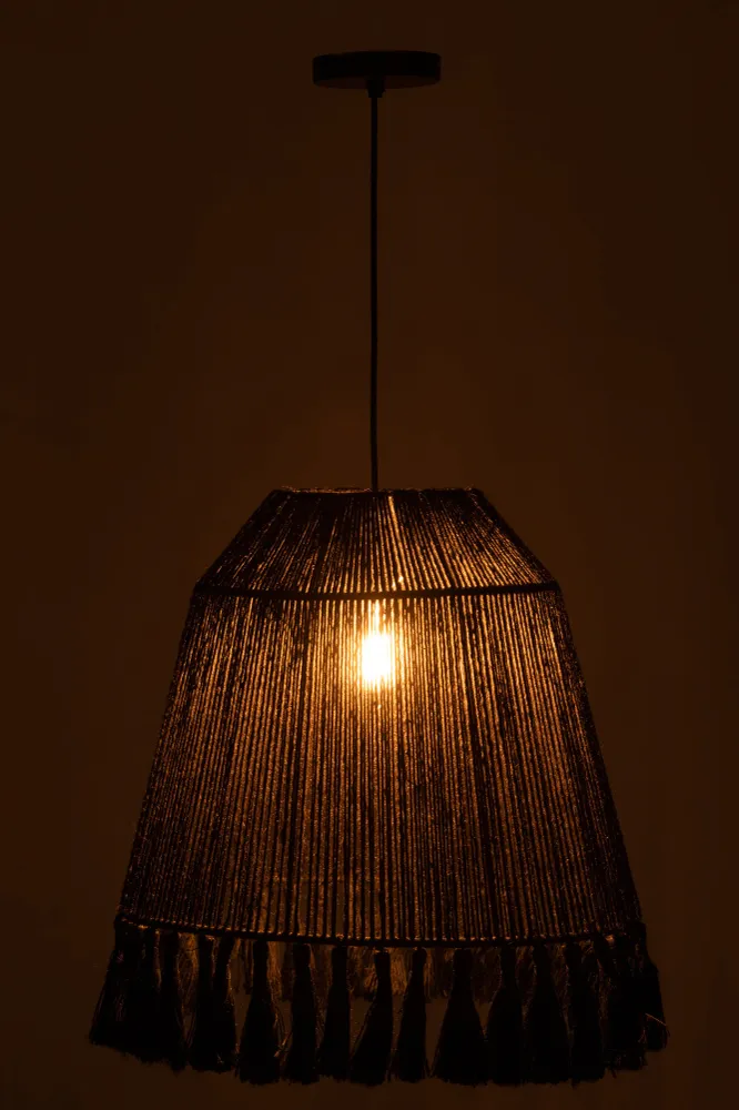 J-Line hanglamp Celia - jute - zwart - large