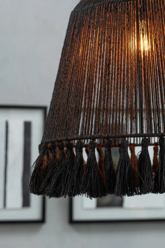 J-Line hanglamp Celia - jute - zwart - large