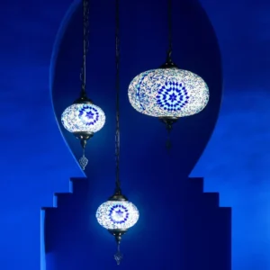 J-Line hanglamp Mozaiek - glas/metaal - blauw - large