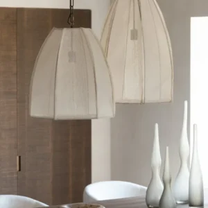 J-Line hanglamp Peer - linnen/ijzer - wit - large