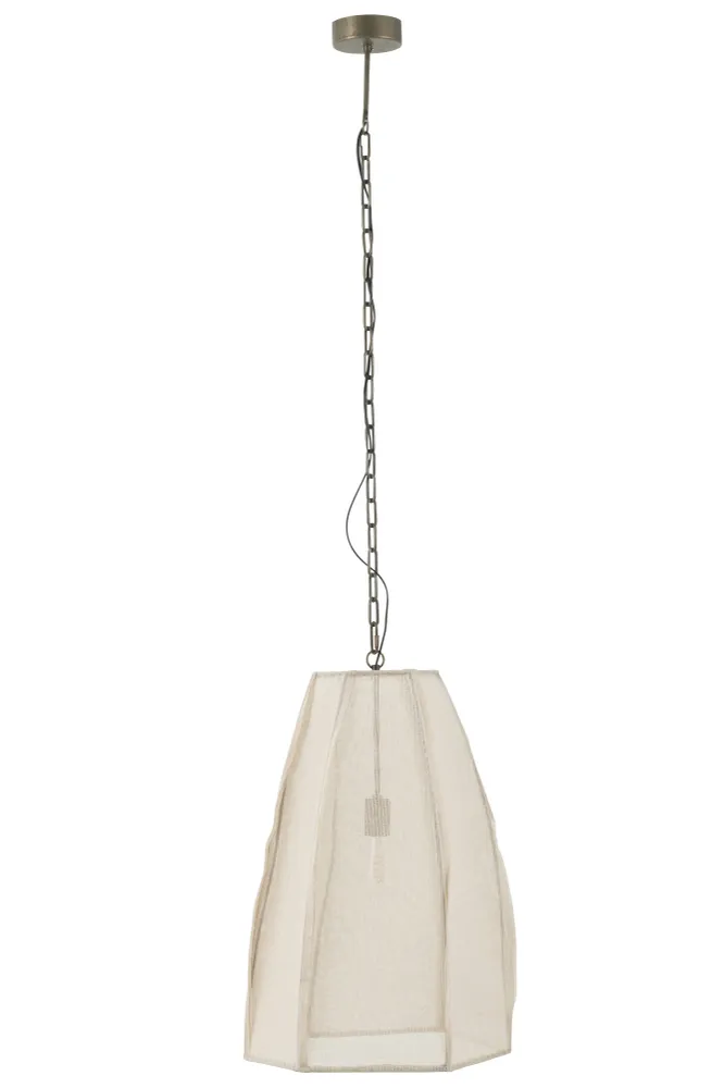 J-Line hanglamp Peer - linnen/ijzer - wit - large