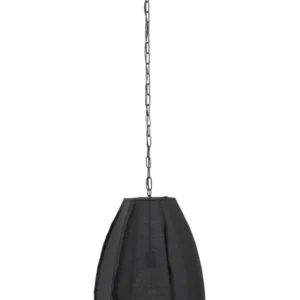 J-Line hanglamp Peer - linnen/ijzer - zwart - large