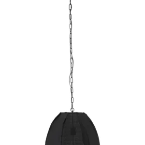 J-Line hanglamp Peer - linnen/ijzer - zwart - small