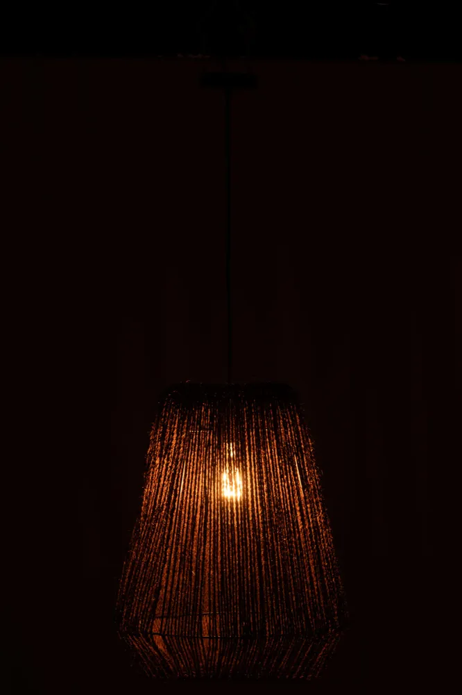 J-Line hanglamp Vlecht - metaal/palm - zwart - large