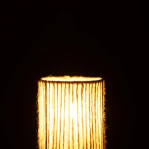 J-Line lamp Cilinder - metaal/katoen - naturel - small - LED lichtjes
