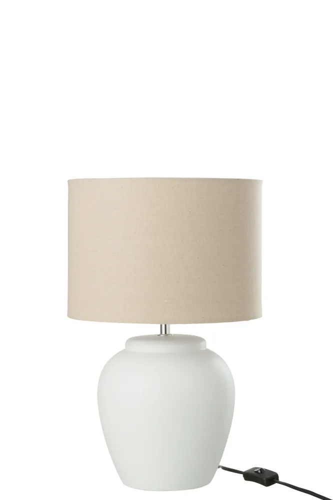 J-Line lamp Meli + kap - keramiek/linnen - wit - small
