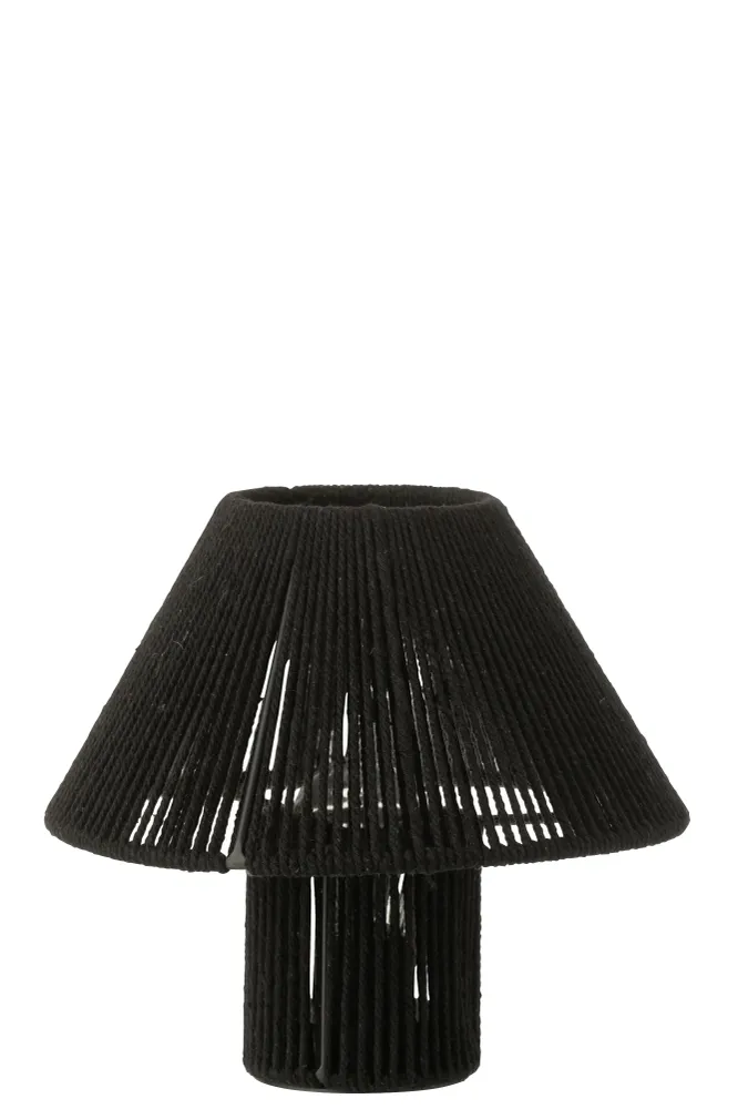 J-Line lamp - metaal/katoen - zwart - LED lichtjes