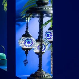 J-Line lamp Mozaiek 3 Lampen - glas/metaal - blauw