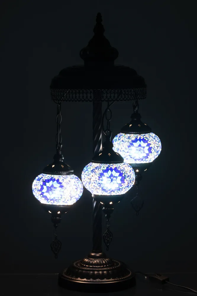 J-Line lamp Mozaiek 3 Lampen - glas/metaal - blauw