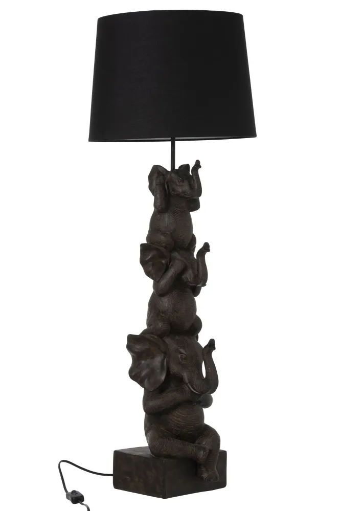 J-Line lamp 3 Olifanten - polyresin - bruin