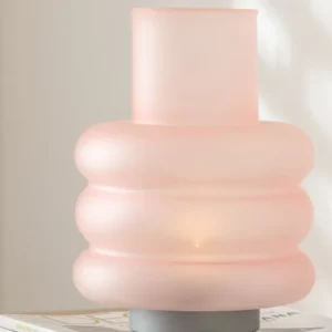 J-Line lamp Ringen - glas - roze - LED lichtjes