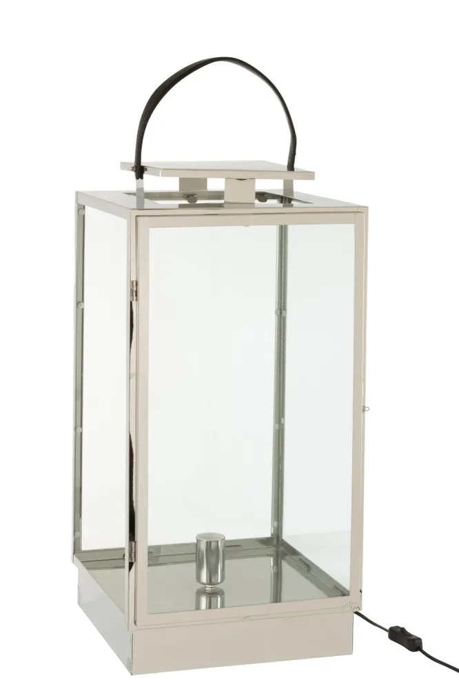J-Line lantaarn Lamp - metaal/glas - zilver