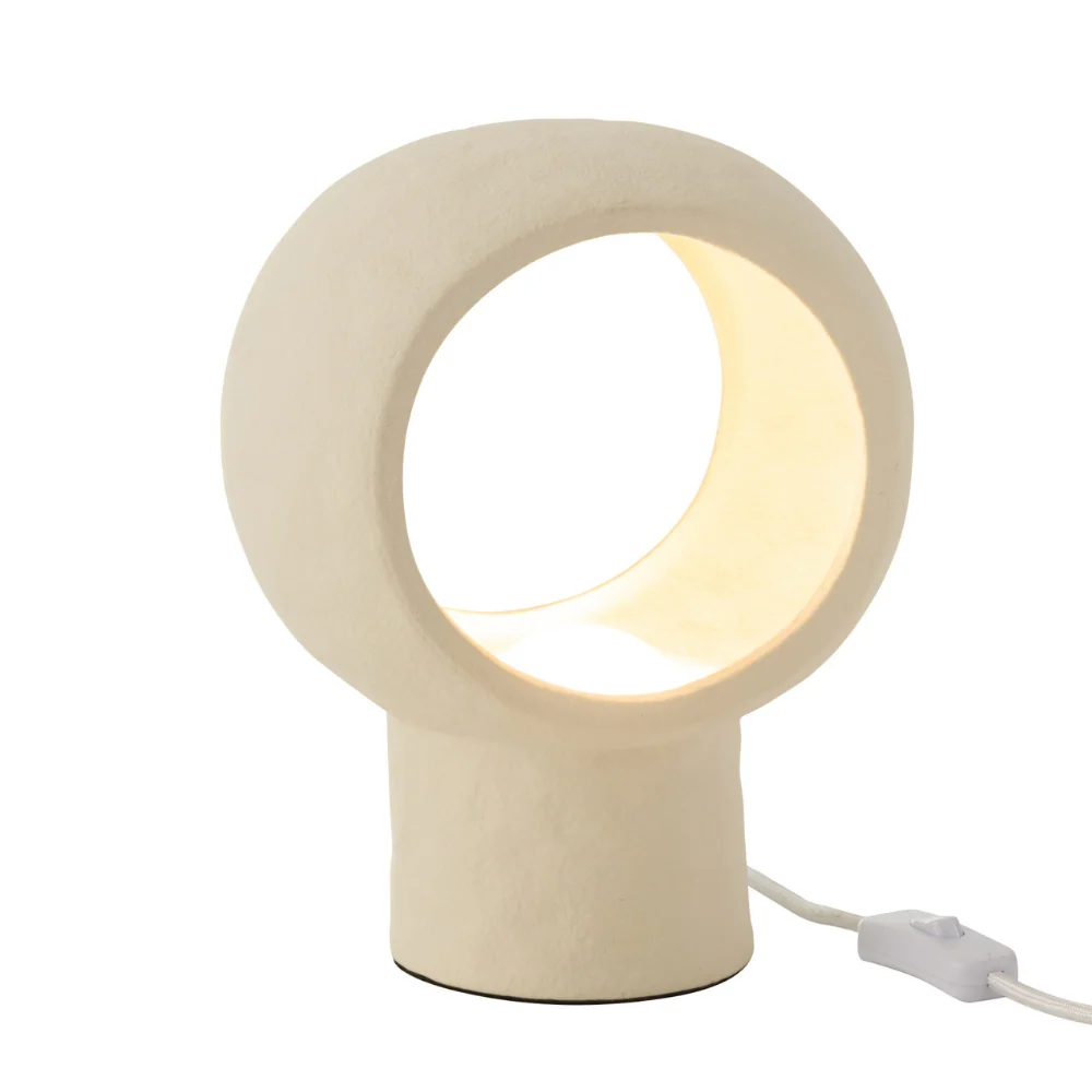 J-Line tafellamp Cirkel Globle - glas/keramiek - beige