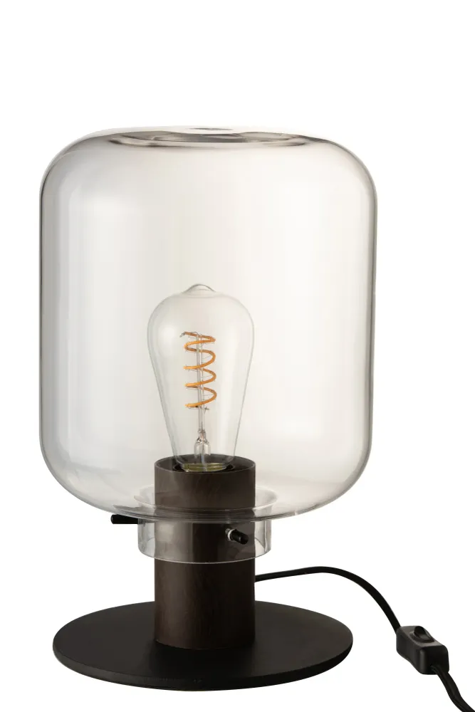 J-Line tafellamp Kiyu - glas/metaal - transparant/zwart