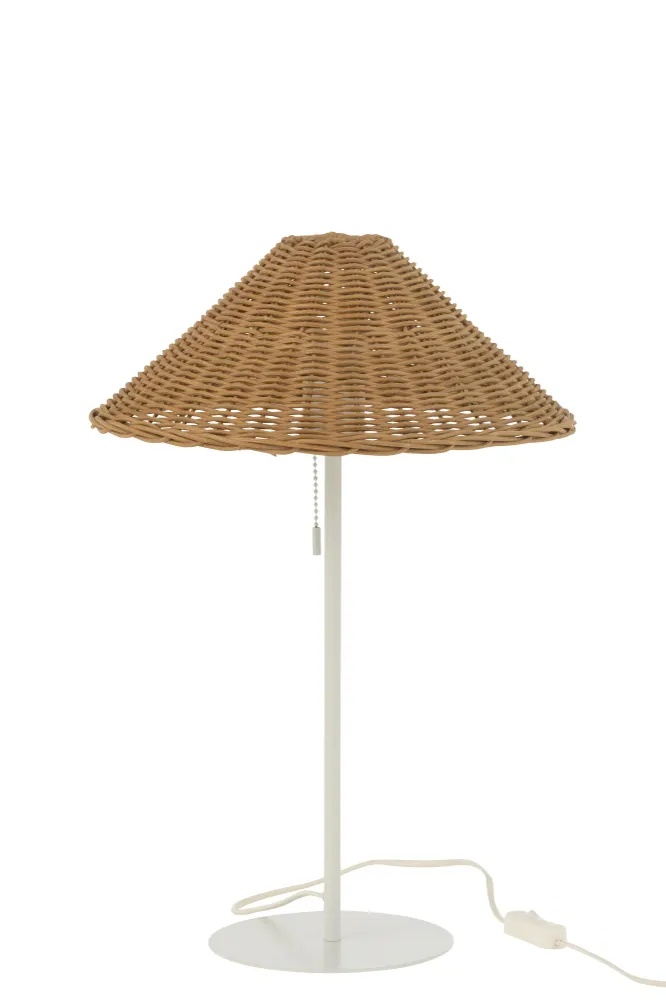 J-Line tafellamp - metaal/rotan - wit/naturel