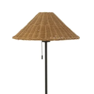J-Line tafellamp - metaal/rotan - zwart/naturel