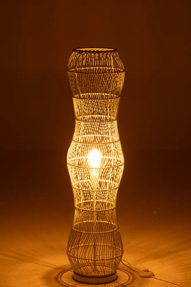 J-Line vloerlamp Getwist - rotan/metaal - groen