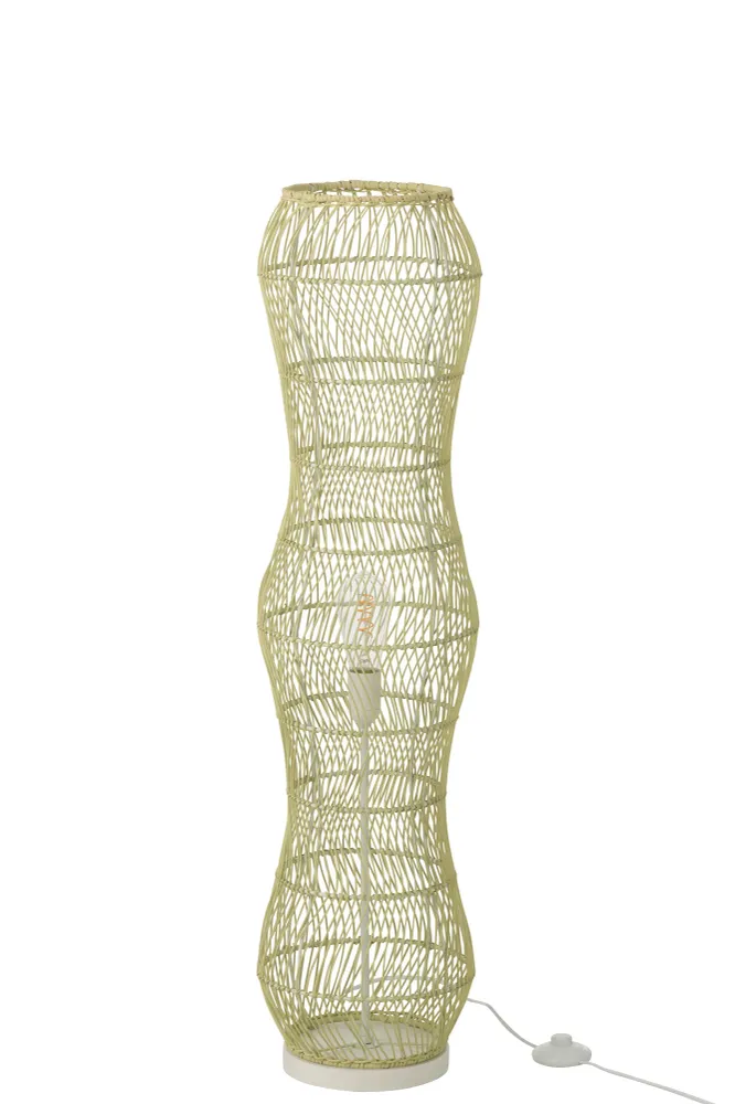 J-Line vloerlamp Getwist - rotan/metaal - groen