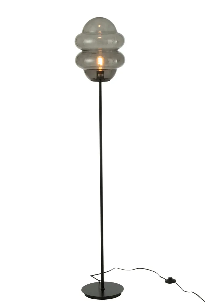 J-Line vloerlamp Honinlepel - glas - grijs