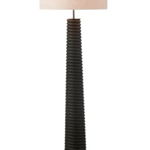 J-Line vloerlamp Schroefdraad Ailanthus - hout - zwart/grijs