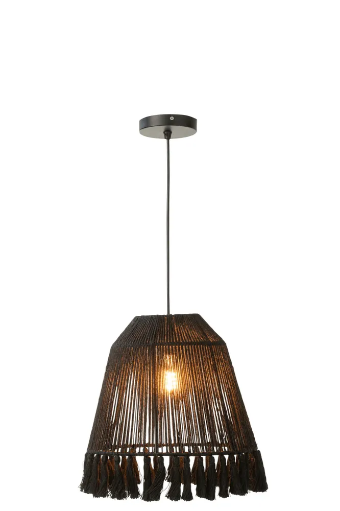 J-Line Belvivere Hanglamp Xelia Jute Zwart Small