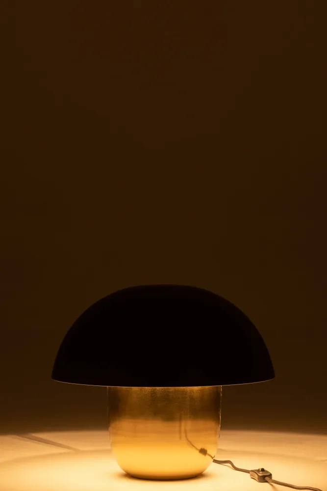 J-Line Lamp Paddenstoel Ijzer Zwart/Goud Small