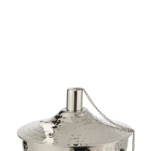 J-Line Olielamp Tafel Roma Gehamerd Stainless Steel Zilver
