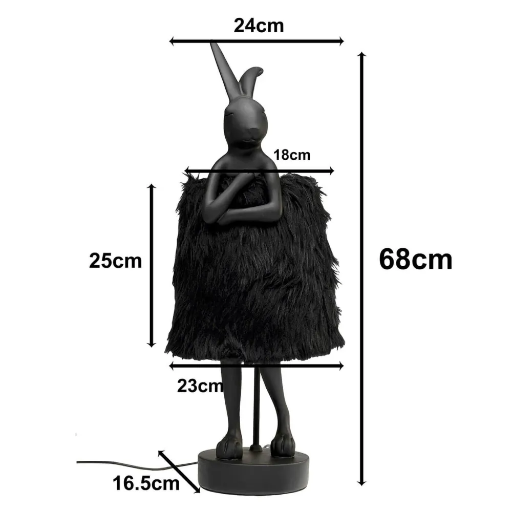 Kare Design Tafellamp Animal Fluff - konijn - 68cm - zwart