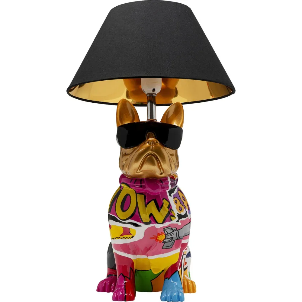 Kare Design Tafellamp goud bulldog graffiti zonnebril