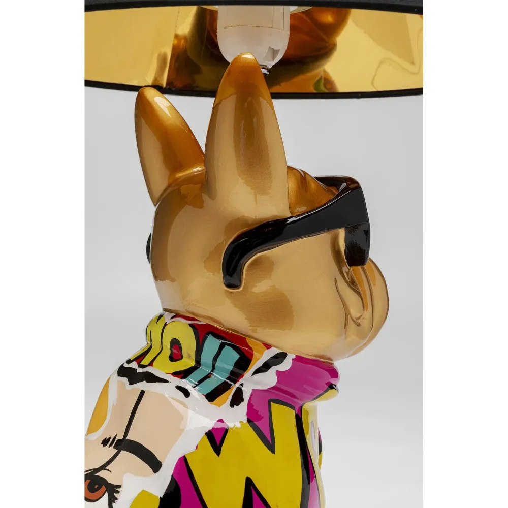 Kare Design Tafellamp goud bulldog graffiti zonnebril