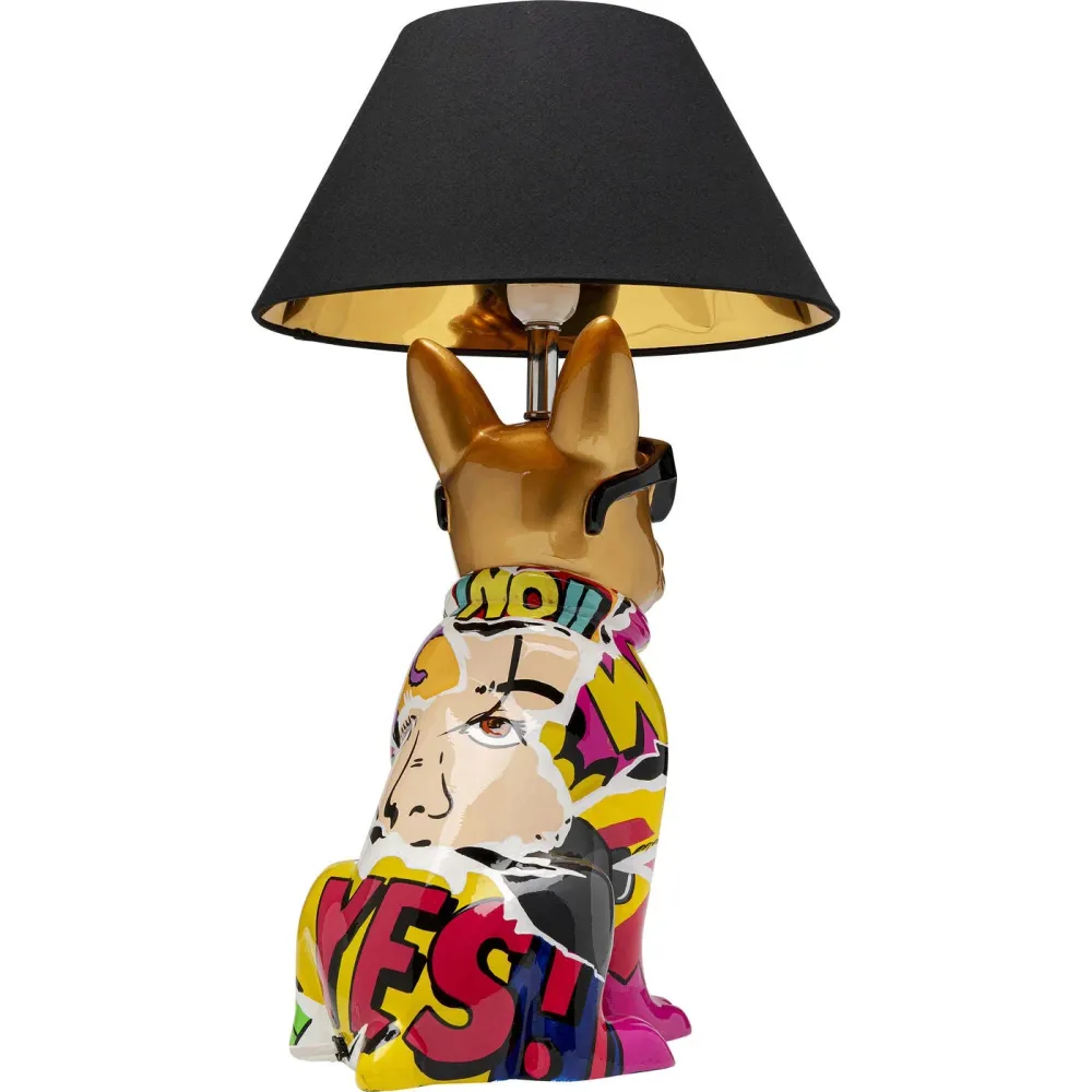 Kare Design Tafellamp goud bulldog graffiti zonnebril