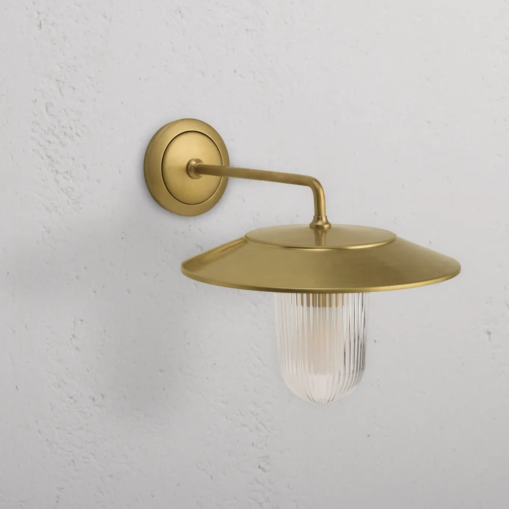 Kensington Wandlamp Geribbeld Glas - Antiek Messing