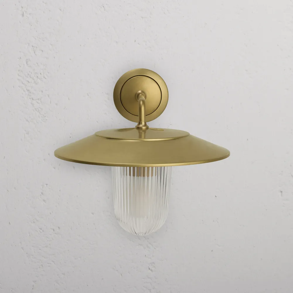Kensington Wandlamp Geribbeld Glas - Antiek Messing
